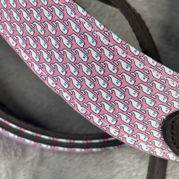Vineyard Vines Belt Mens 52 Big leather Vineyard Whale Pink Silk Palm Beach $85 - Picture 11 of 12